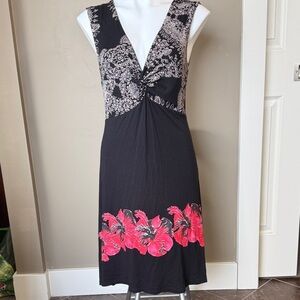 NWT Desigual Black and Pink Floral Midi Dress